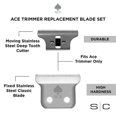 Replacement Fixed Stainless Steel Classic Hair Trimmer Blade with Moving Stainless Steel Deep Cutter