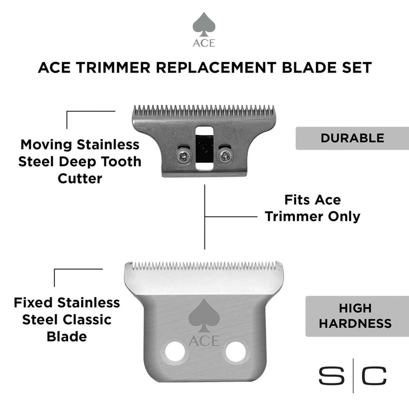 Replacement Fixed Stainless Steel Classic Hair Trimmer Blade with Moving Stainless Steel Deep Cutter