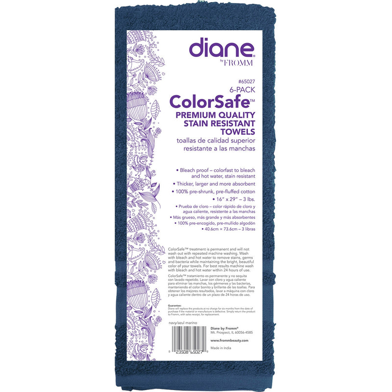 Diane ColorSafe Towels- Navy 6 pack 16 inch x 29 inch