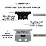 Replacement X-Pro Wide Stainless Steel with Black Diamond Carbon DLC Trimmer Blade Set