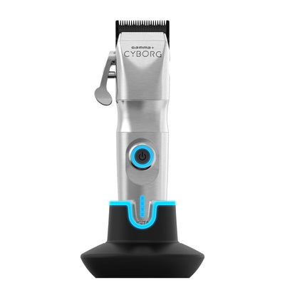 Cyborg Professional Metal Hair Clipper with Digital Brushless Motor and Left or Right Lever - Silver