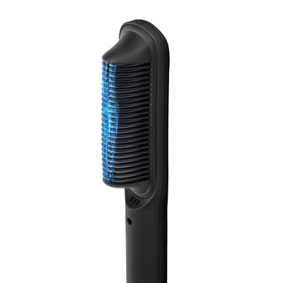 Ceramic Hot Brush with Cool Touch Technology Reduces Frizz, Static, and Straightens Hair - Black