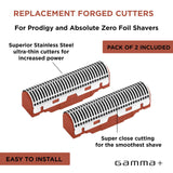 Replacement Set of 2 Black Forged Cutter Blades fits Gamma+ Absolute Zero and Prodigy Shavers