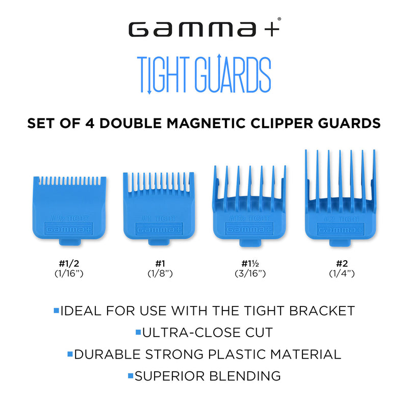 Universal Tight Double Neodymium Magnetic Clipper Guards, 4 Assorted Sizes - Aqua