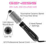 Silver Bullet Genesis Professional Round Hot Brush 1.5-inch Hair Styler - Black