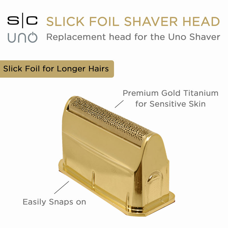 Replacement Uno Mens Shaver Gold Titanium Single Slick Foil Head