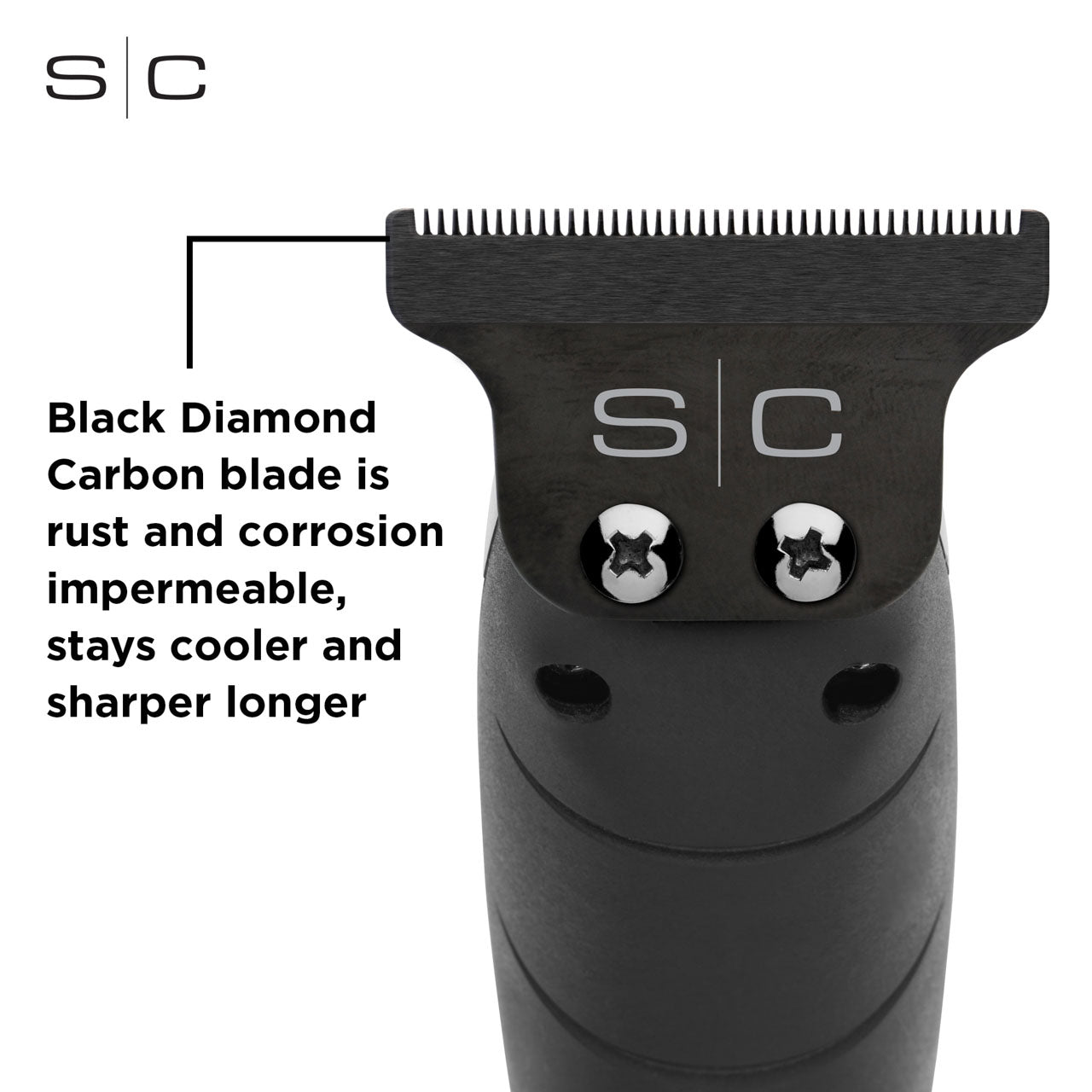 Replacement Fixed Classic Black Diamond Carbon DLC Hair Trimmer Blade with Stainless Steel Deep Toot