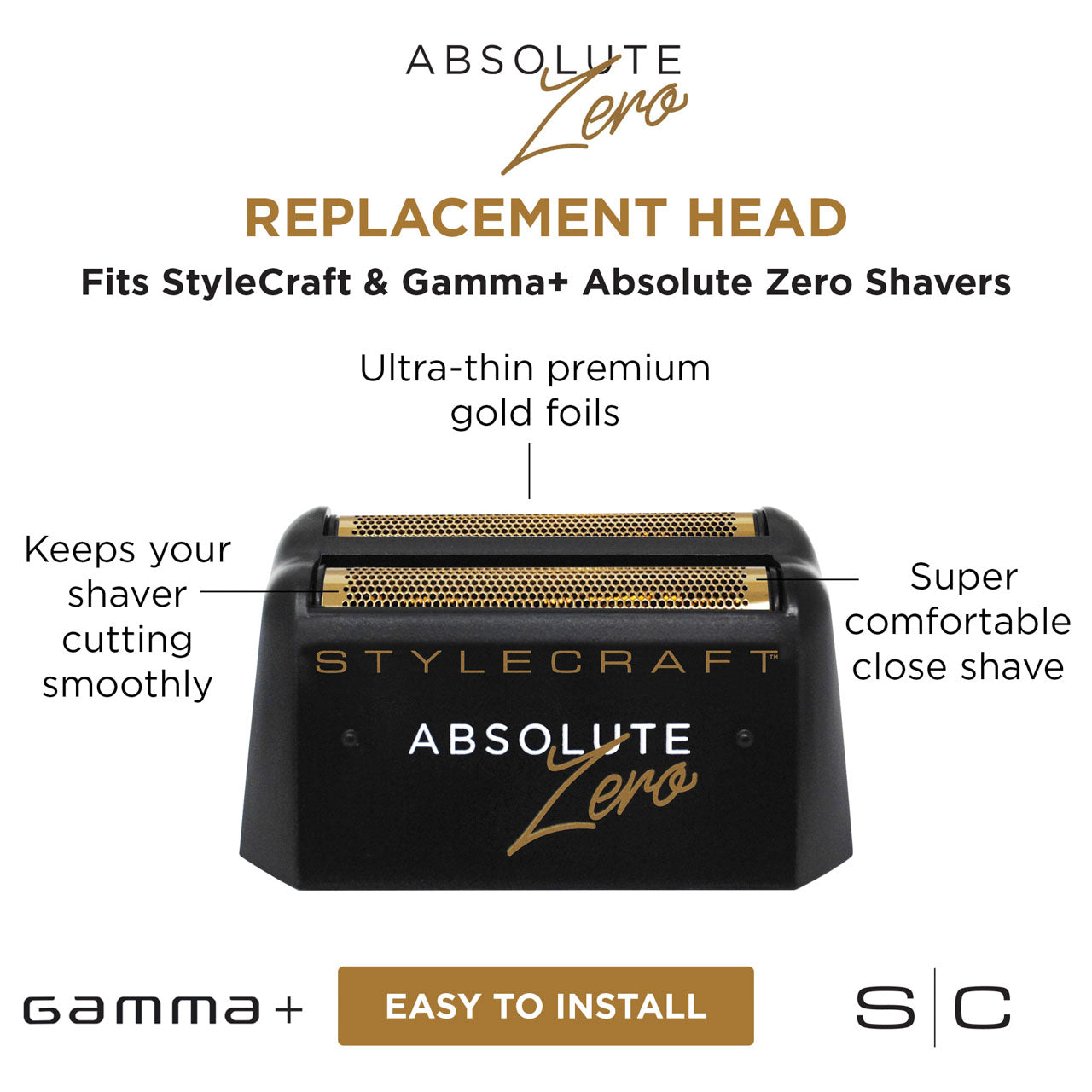 Replacement Absolute Zero Mens Shaver Gold Titanium Foil Shaver Head