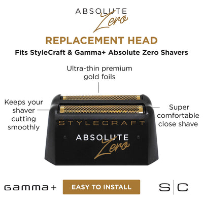 Replacement Absolute Zero Mens Shaver Gold Titanium Foil Shaver Head