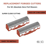 Replacement Absolute Zero Mens Foil Shaver Set of 2 Forged Red Stainless Steel Cutter Blades