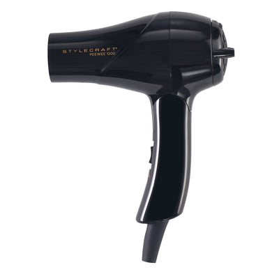 Peewee 1200 Folding Handle Dual Voltage Compact Travel Hair Dryer with Nozzle, Diffuser, Travel Bag