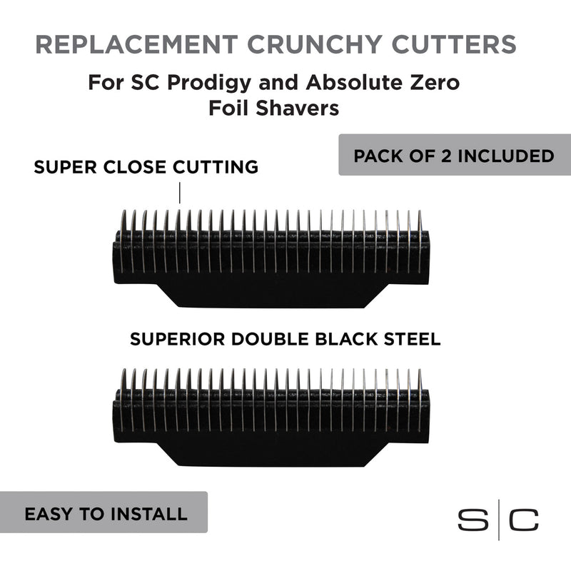 Replacement Absolute Zero or Prodigy Mens Foil Shaver Set of 2 Crunchy Stainless Steel Cutter Blades