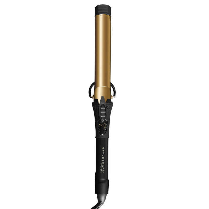 Style Stix 24K Gold Barrel Long Spring Hair Curling Iron 1.25 Inch