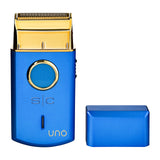 Uno Travel Sized Single USB Rechargeable Mens Foil Shaver with Cap - Blue