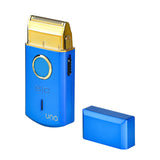 Uno Travel Sized Single USB Rechargeable Mens Foil Shaver with Cap - Blue