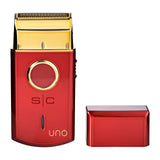 Uno Travel Sized Single USB Rechargeable Mens Foil Shaver with Cap - Red