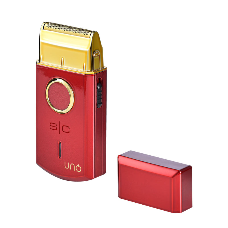Uno Travel Sized Single USB Rechargeable Mens Foil Shaver with Cap - Red