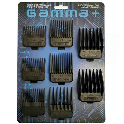 Barber Hairstylist DUB Universal Double Magnetic Clipper Guards, 8 Assorted Sizes - Black