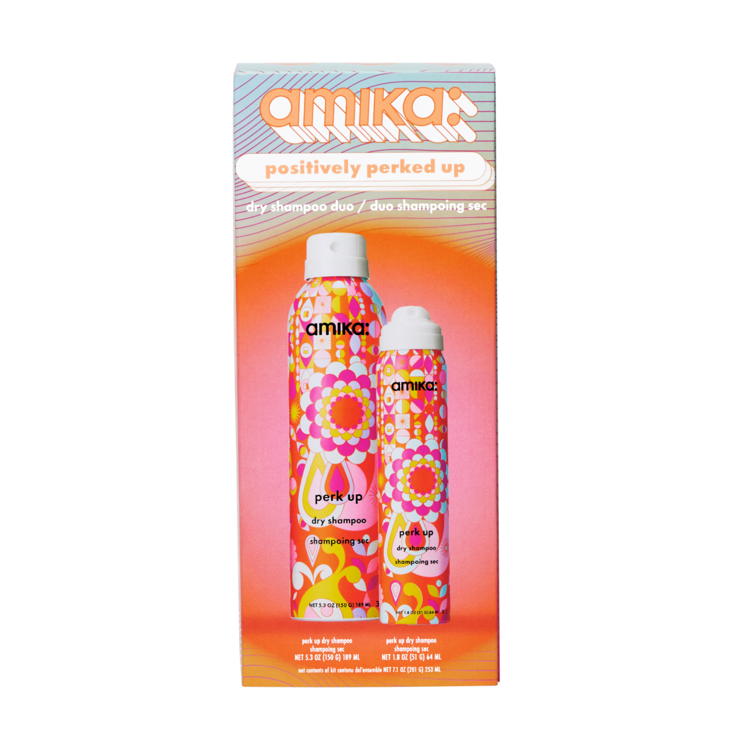 amika: positively perked up dry shampoo holiday set 2 pc.